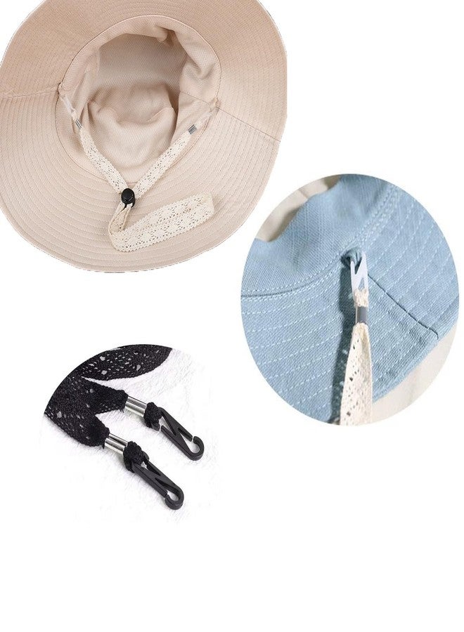ArrErr 2 Pack Sun Hats Chin Strap Replacement Bucket Hat Strap Clips Windproof Adjustable Wide Lace Chain Cord for Boonie Hat Wide Brim Fishing Hat Ponytail Safari Sun Hat Straw Panama Hat Beach Hat - Image 3